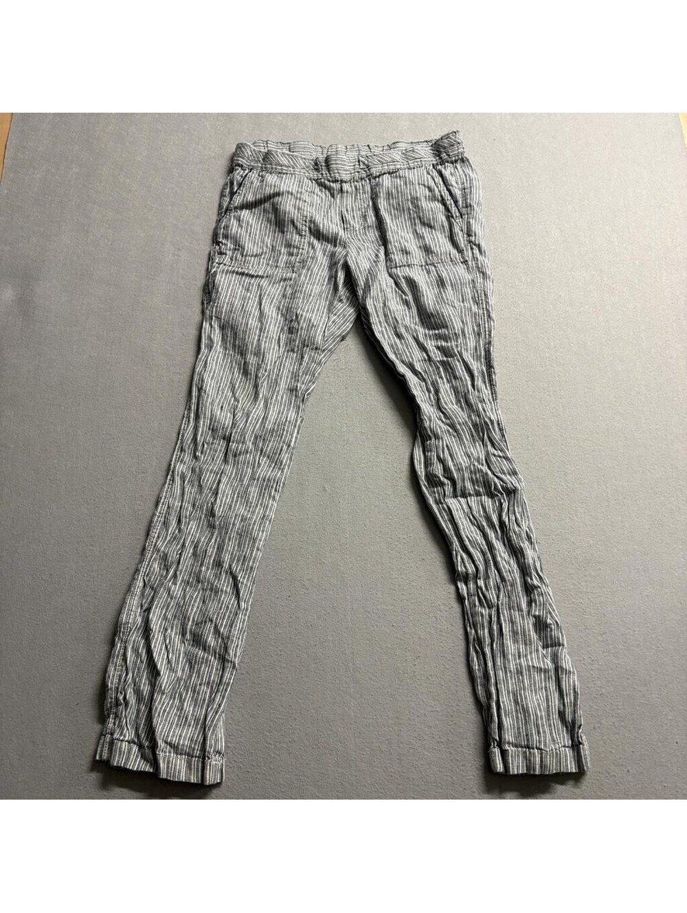 Gap Womens XS Blue White Striped 100% Linen Pull On Beach Pants Casual